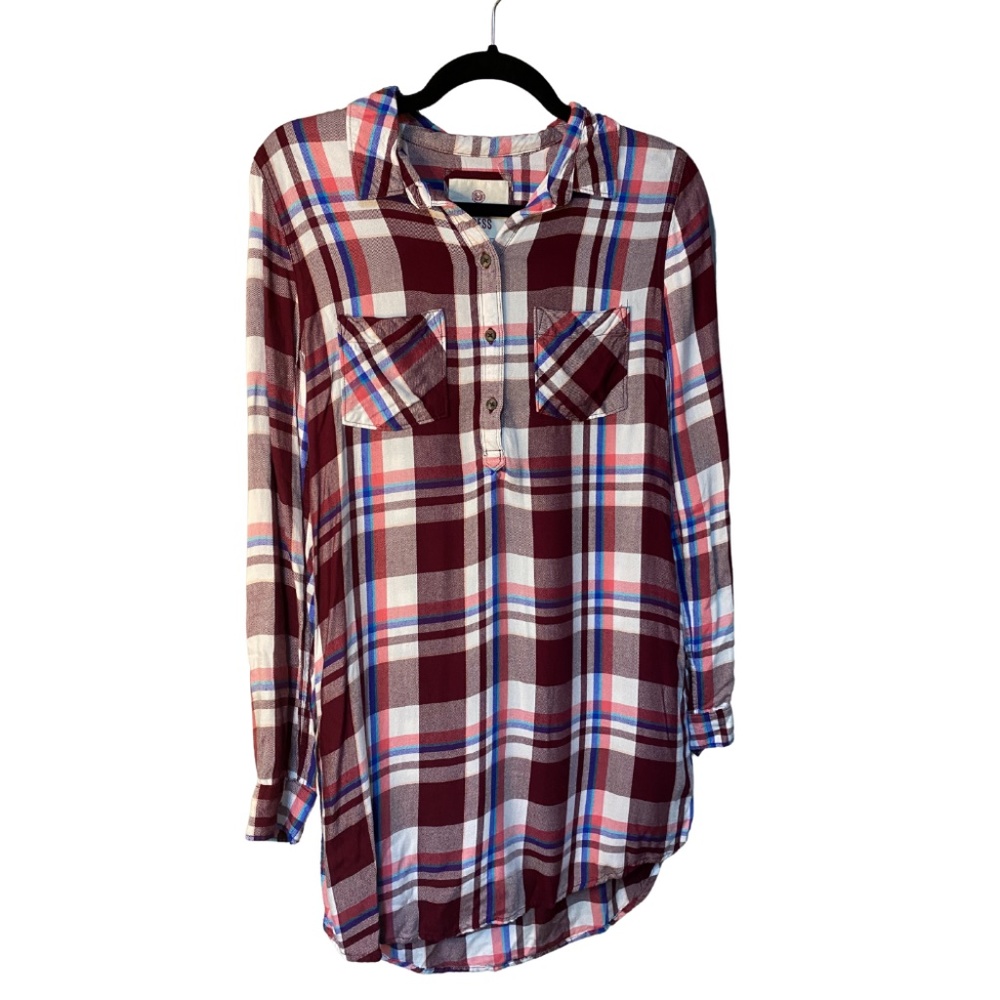 Multi Plaid Mini Shirt Dress